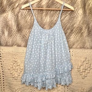 Oscar De La Renta Polka Dot Ruffle Tank Top
